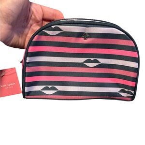 Kate Spade Lip Print Pink and Black Cosmetic Case